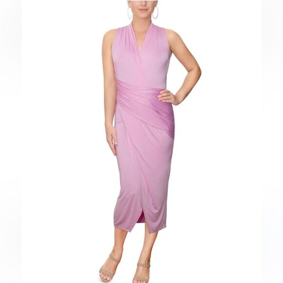 NWT Rachel Roy | Lilac Purple Sleeveless Wrap Midi Formal Dress M - Picture 1 of 9
